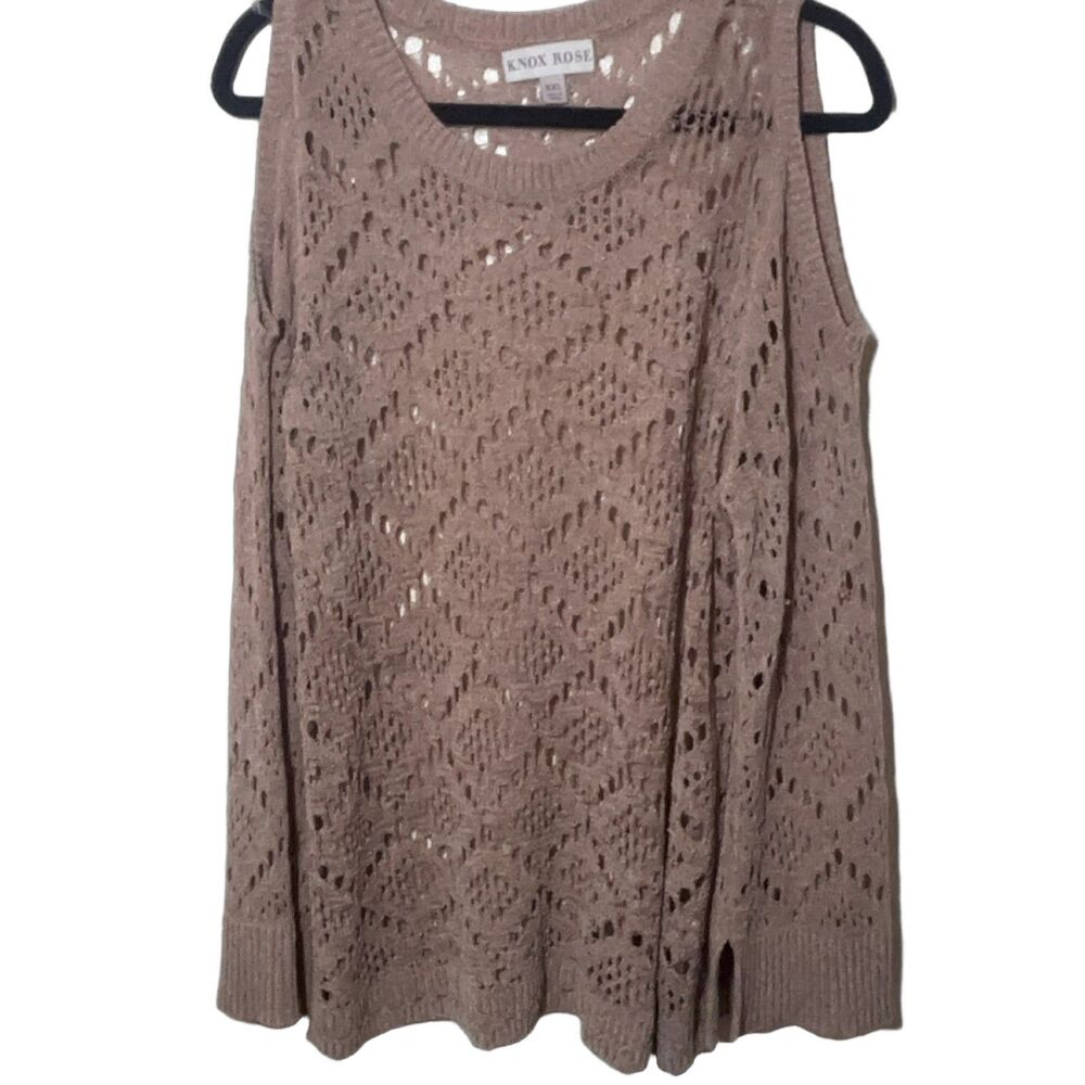 KNOX ROSE Women's XXL Dusty Rose Geometric Cold Shoulder Pullover Sweater Knit